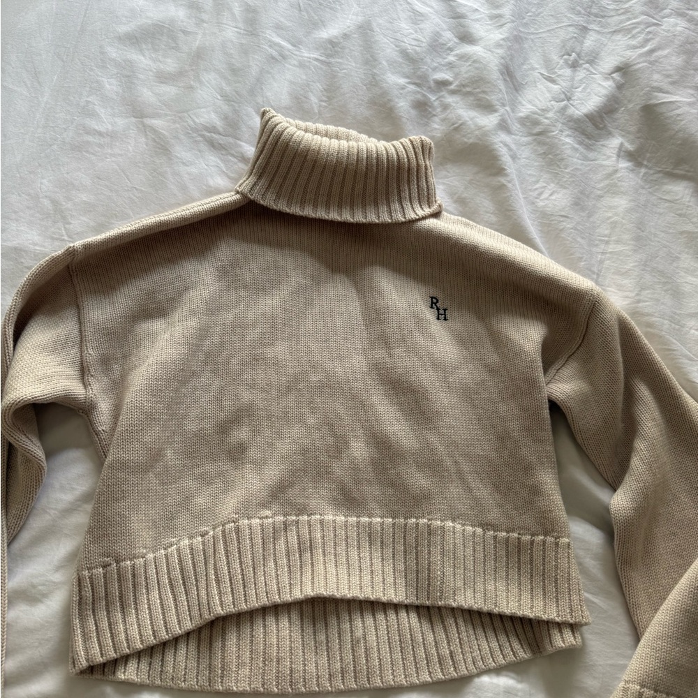 Cream Chunky Knit Turtleneck Sweater